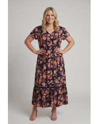 Izabel London - Curve Lace Tiered Cap Sleeve Maxi Dress - Lyst
