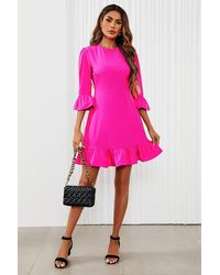 FS Collection - Frill Mini Dress In Fuchsia Pink - Lyst
