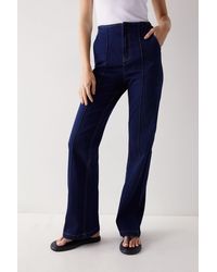 Warehouse - Contrast Stitch Seam Front Flared Jeans - Lyst