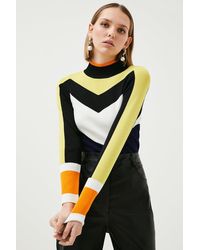 Karen Millen - Petite Colour Block Knit Jumper - Lyst