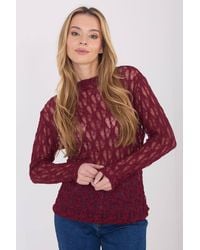 Love Lace - Elegant Lace Long Sleeve Boat Neck Blouse Style 222757 - Lyst