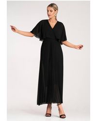 Love Lace - Viscose Short Sleeve Maxi Dress With Pleats - Lyst