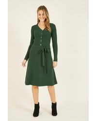 Yumi' - Green Knitted Skater 'anise' Dress - Lyst