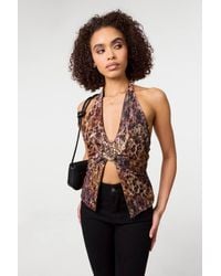 Pink Vanilla - Animal Lace Halter Neck Top - Lyst