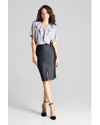 Love Lace - Midi Pencil Skirt With Front Clasp Slit - Lyst
