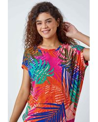 Roman - Tropical Print Cocoon Stretch Top - Lyst
