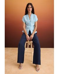 WOVCOR - Relaxed Fit Back Tie Detail Short Sleeve Shirt - Lyst