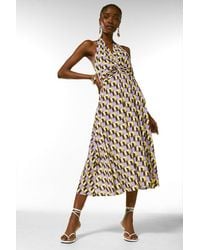 Karen Millen - Geo Print Twist Waist Jersey Midi Dress - Lyst