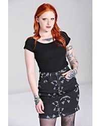 Hell Bunny - Jack-O-Lantern Denim Mini Skirt With Front Zip & Pocket Detail - Lyst