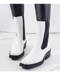 Love Lace - Square Toe Ankle Boots With Elastic Inserts Slip On Rubber Sole - Lyst
