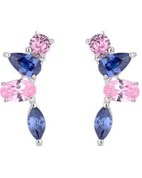 Simply Silver - Sterling Silver 925 Tanzanite And Pink Climber Earrings - Lyst