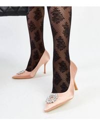 KDMD - Rhinestone Satin High Heel Pumps Pointed Toe Slip On Evening - Lyst