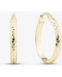 T.H.Baker - 9Ct Hammered Pattern Hoop Earrings E-Htcc-320-9Y - Lyst