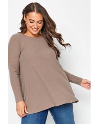 Yours - Ribbed Long Sleeve Swing Top - Lyst