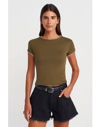 Dilvin - Slim Fit Cotton Crop T-Shirt - Lyst