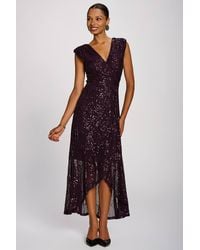 Jolie Moi - Sequin V Neckline Maxi Dress - Lyst