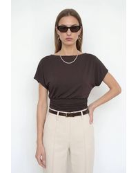Dilvin - Modal Blend Cut-Out Crew Neck Blouse - Lyst