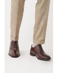 Burton - Dark Tan 1904 Leather Plain Oxford Shoes - Lyst