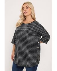 Yours - Checked Side Button Top - Lyst