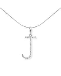 Jewelco London - 18ct White Gold Diamond Initial Charm Pendant Letter J 9x20mm - Innr027-j - Lyst