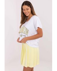 Love Lace - Cotton V Neck T-Shirt Pleated Mini Skirt Set - Lyst