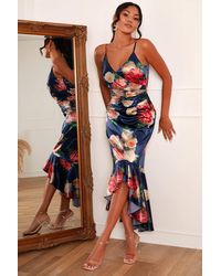Chi Chi London - Sleeveless Floral Print Midi Dress - Lyst