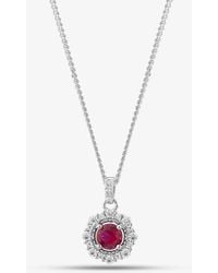 T.H.Baker - Sterling Cubic Zirconia Halo Pendant Necklace S6679 - Lyst