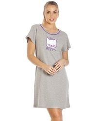 CAMILLE - Short Sleeve Cat Print Summer Nightdress - Lyst