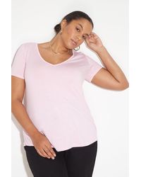 Dorothy Perkins - Curve Pink V Neck Relaxed T-shirt - Lyst