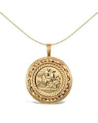 Jewelco London - 9Ct Rope Candy Twist Frame St George Pendant (Half Sov Size) - Lyst