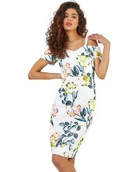 Roman - Floral Cold Shoulder Luxe Stretch Dress - Lyst