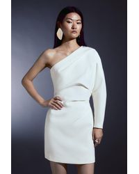 Karen Millen - Compact Stretch Tailored One Shoulder Mini Dress - Lyst
