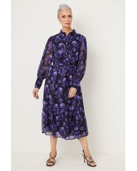 Wallis - Navy Floral Shirt Dress - Lyst