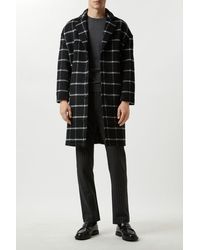 Burton - Relaxed Fit Wool Checked Overcoat - Lyst