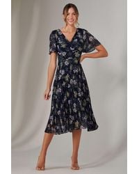 Jolie Moi - Chiffon Pleated Wrap Midaxi Dress - Lyst