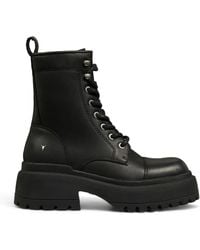 TruClothing - Mid Calf Lace Up Side Zip Leather Combat Boots - Lyst