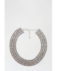 Dorothy Perkins - Silver Chunky Metal And Diamante Choker - Lyst