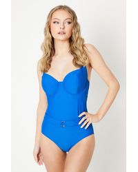 Gorgeous - Dd+ Balcony Belted Swimsuit With Tummy Control - Lyst