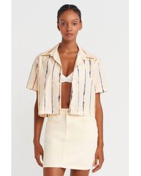 Dilvin - Striped Crop Shirt - Lyst