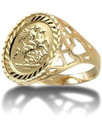 Jewelco London - 9ct Gold Love Hearts St George Ring (10th Oz Brittania Coin Size) - Jrn171-t - Lyst