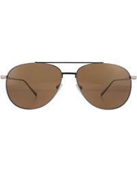 Ferragamo - Aviator Grey Brown Sunglasses - Lyst