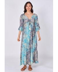 ELAINA FASHION - Bohemian Tie-Front Maxi Dress - Lyst