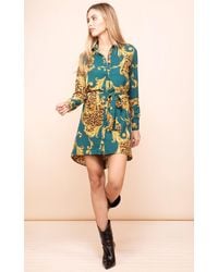 Dancing Leopard - Amaris Baroque Print Mini Shirt Dress Long Sleeve Button Down Outfit - Lyst