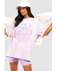 Boohoo - Petite Dsgn Studio T Shirt And Cycle Short Set - Lyst
