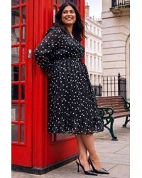Roman - Curve Polka Dot Midi Dress - Lyst