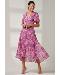 Jolie Moi - Vanya Wrap V-Neck Chiffon Maxi Dress - Lyst