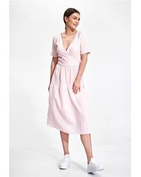 Love Lace - Summer Midi Dress Envelope Neck Short Sleeve - Lyst