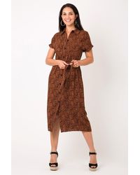 Krisp - Leopard Print Short Sleeve Shirt Dress - Lyst
