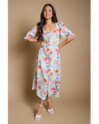 Dorothy Perkins - Petite Button Through Midi Dress - Lyst