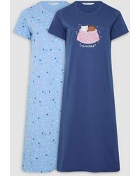 Yours - 2 Pack Cat Print Midaxi Nightdress - Lyst